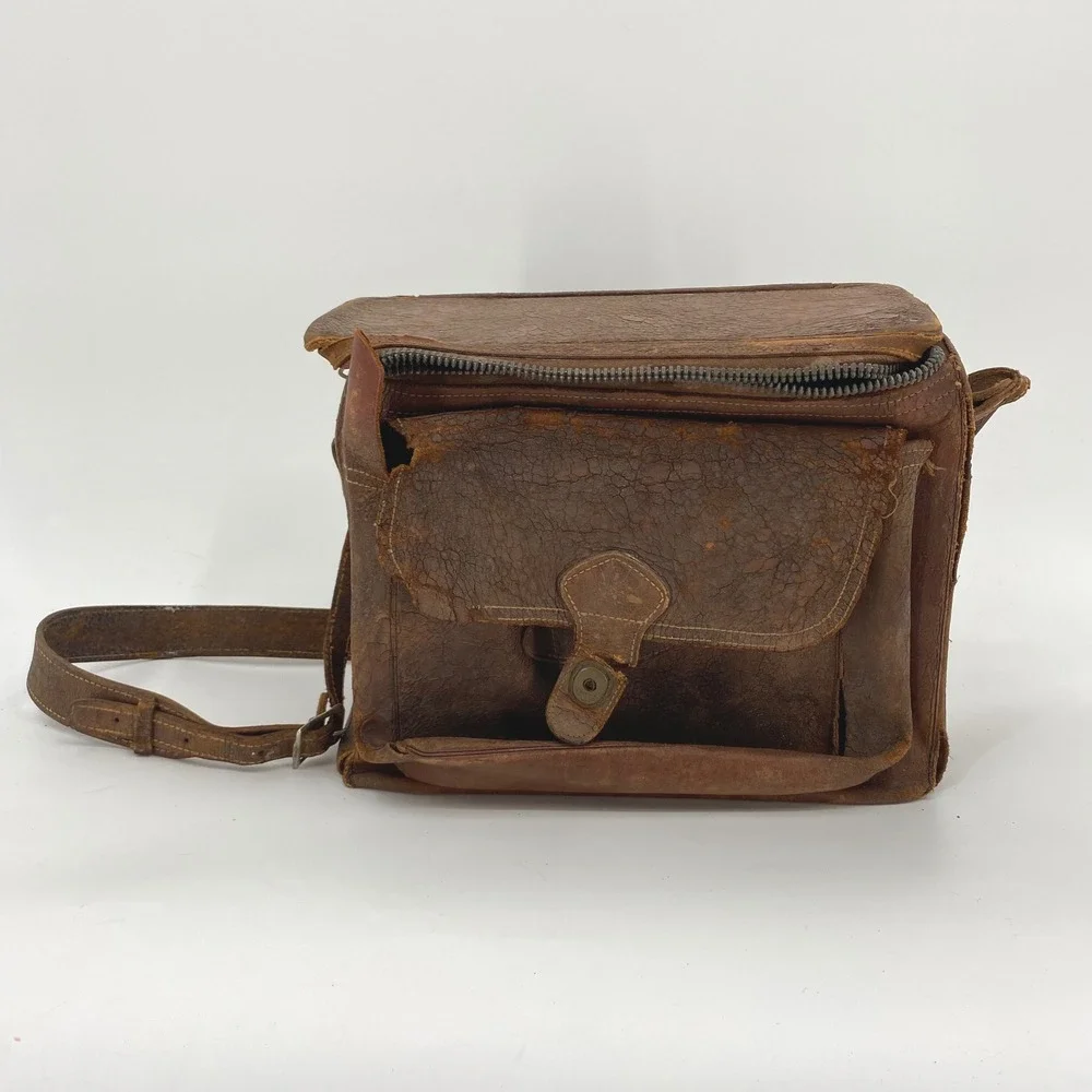 Vintage Emmet California Brown Leather Messenger Bag Distressed Cowhide USA Made